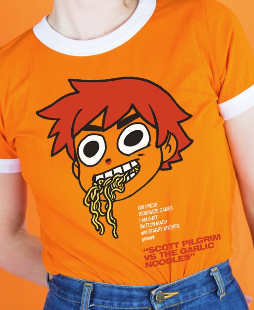 Limited edition Scott Pilgrim vs the garlic noodles t-shirt from Starry Kitchen book and board game release party